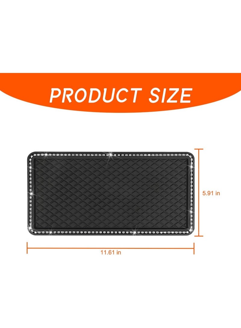 بلينج لوحة القيادة السيارة مكافحة الانزلاق حصيرة, اللاصق المركبة داش المطاط وسادة, قوية كريستال راينستون السيارات لاصقة قبضة حصيرة للنساء البنات, عالمية للمركبة - Image 2